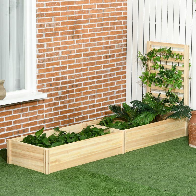 Light Wood Outdoor Raised Planter Box with Trellis