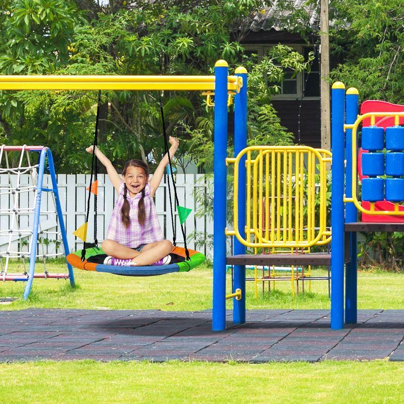 Sorbus Sorbus Saucer Tree Swing 24" Adjustable Ropes, 220lb Capacity in Rainbow