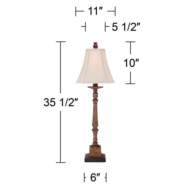 Regency Hill Thornewood 35 1/2" Tall Large Traditional End Table Lamp Brown Single Beige Shade Console Living Room Bedroom Bedside Nightstand House