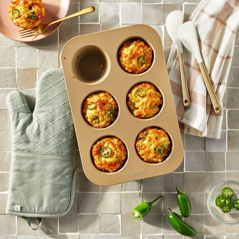 6ct Nonstick Aluminized Steel Jumbo Muffin Pan Gold - Figmint™