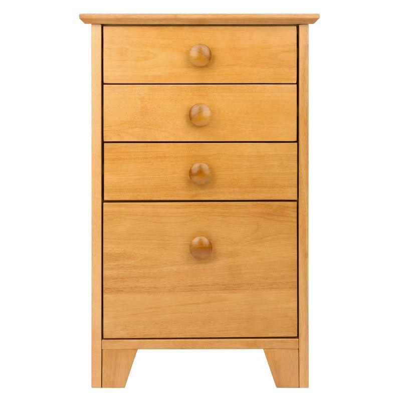 4 Drawers Studio File Cabinet Honey Brown - Winsome: Vertical Storage, Home Office, L-Shaped Desk Compatible