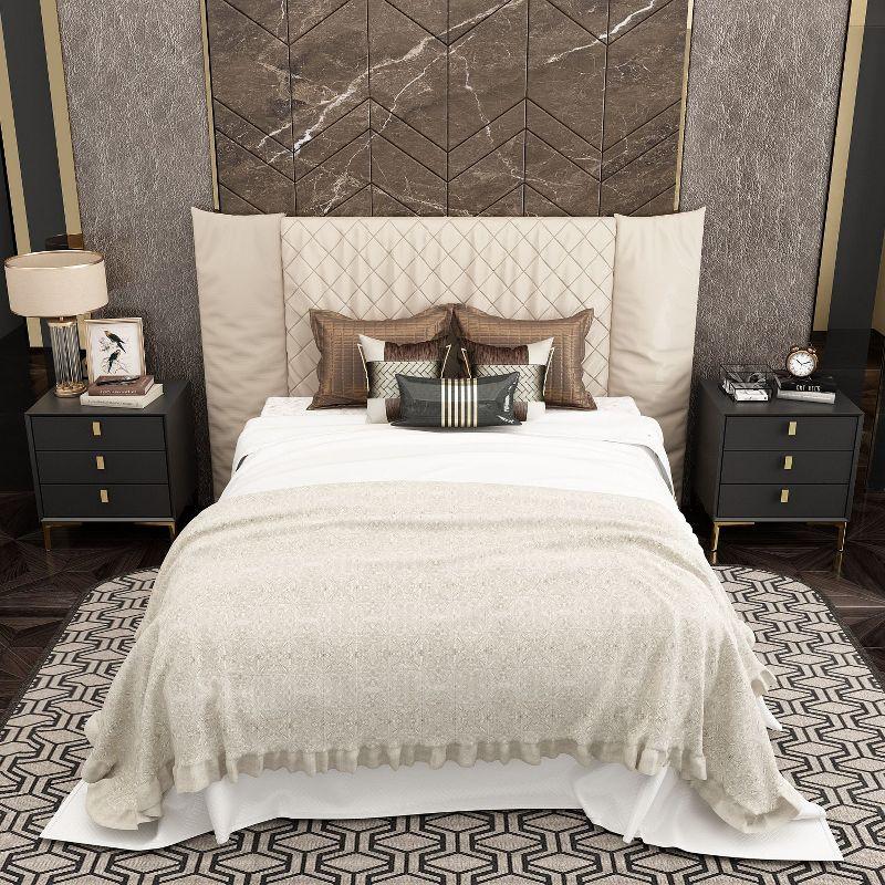 FUFU&GAGA Black Nightstand Sideboard Table 3-drawer