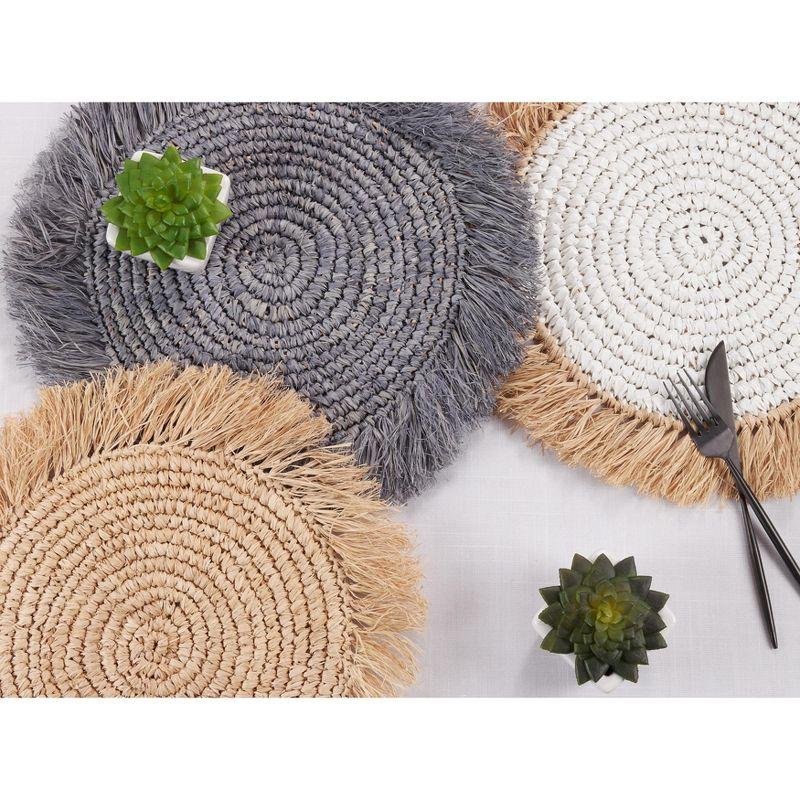 Saro Lifestyle Round Raffia Placemats (Set of 4)