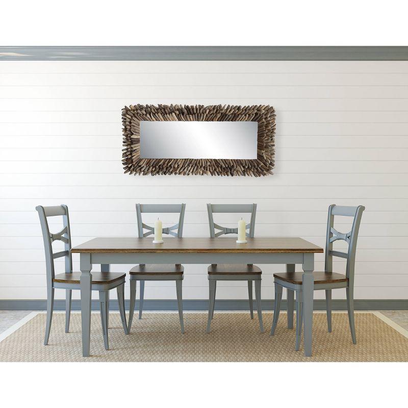 Large Natural Driftwood Rectangular Wall Mirror with Wood Frame