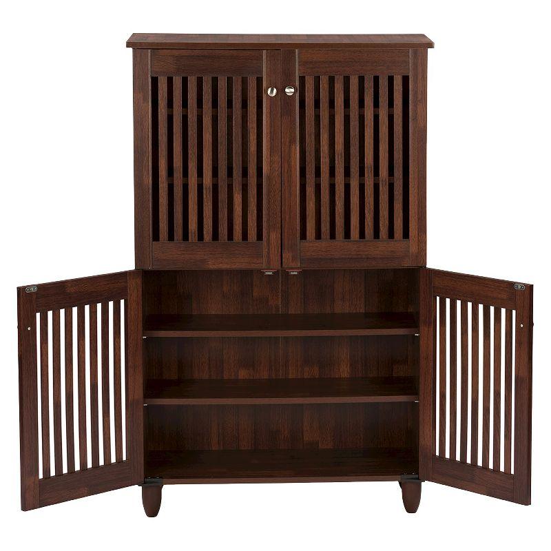 Fernanda Modern and Contemporary 4-Door Wooden Entryway Shoes Storage Tall Cabinet - Oak Brown - Baxton Studio