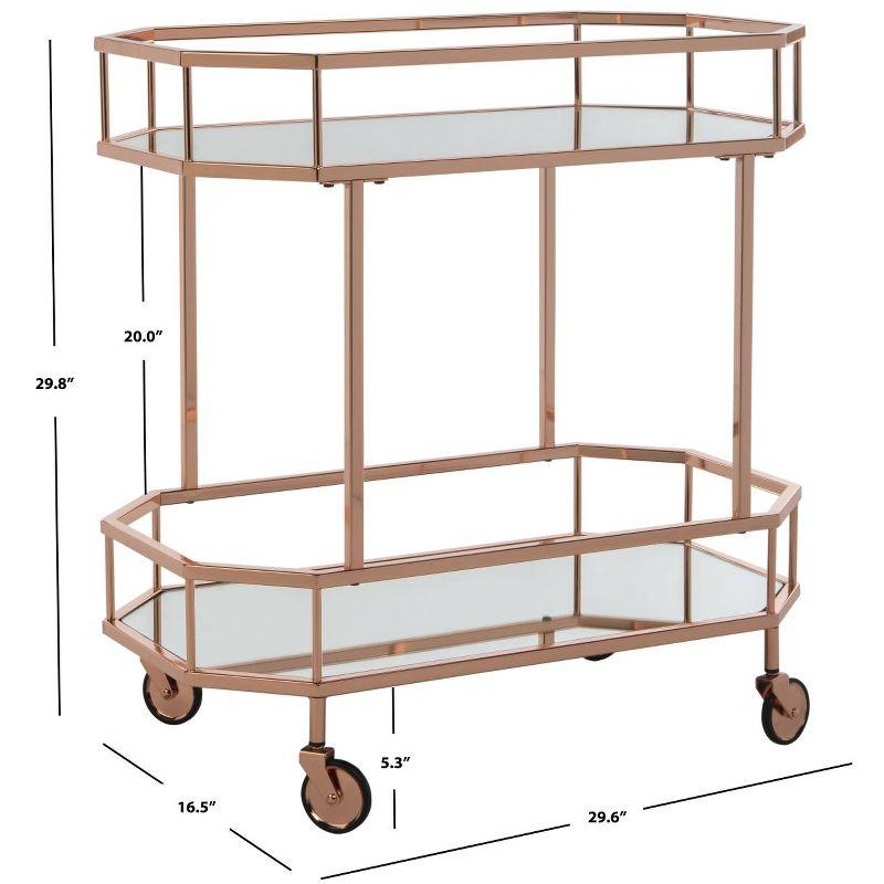 Silva 2 Tier Octagon Bar Cart - BCT8004A - Rose Gold/Mirror - Safavieh