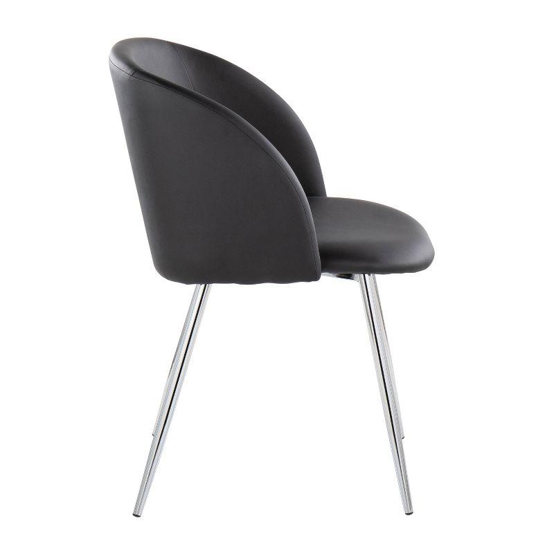 Set of 2 Fran Dining Chairs Chrome/Black - LumiSource: Upholstered, Metal Legs, Contemporary Style