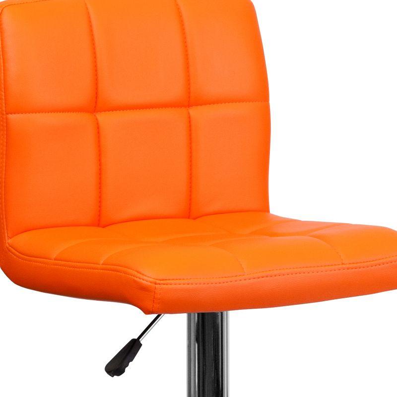 Flash Furniture Contemporary Orange Quilted Vinyl Adjustable Height Barstool with Chrome Base