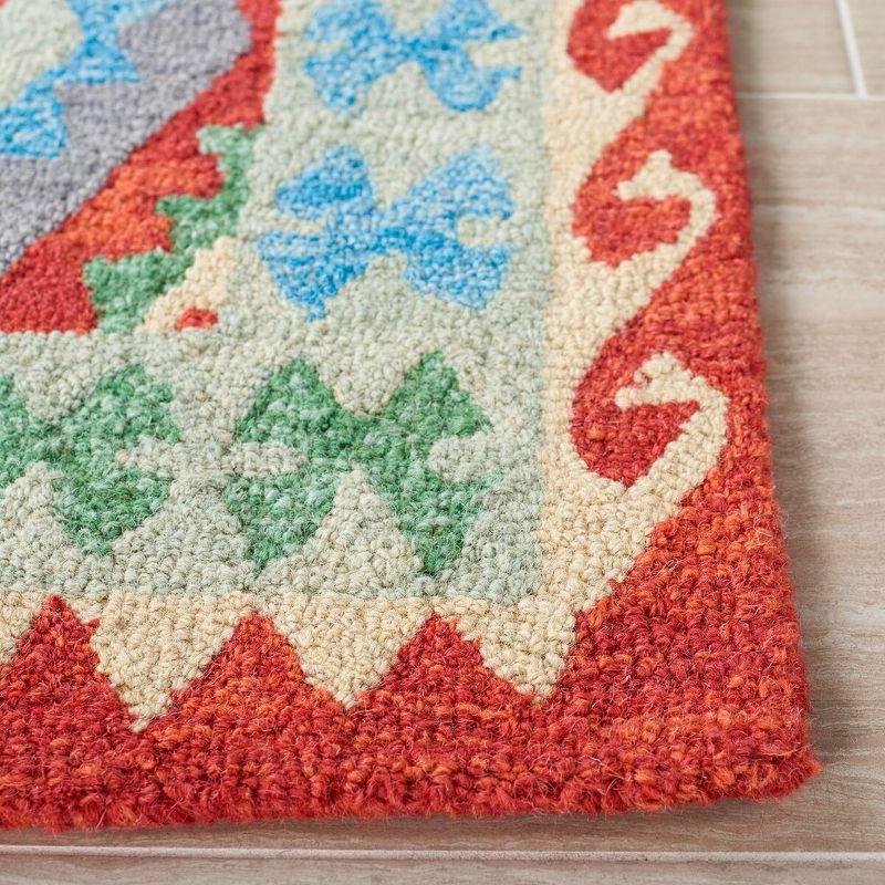 Aspen Blue and Red Wool Tribal Runner Rug