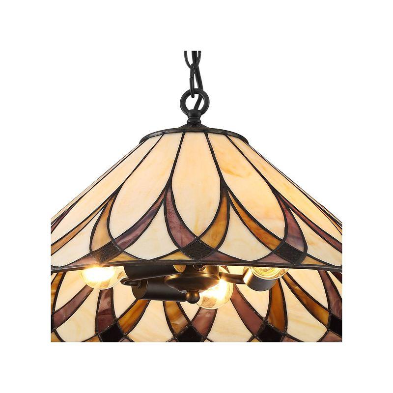 Robert Louis Tiffany Bronze Pendant Chandelier 19 3/4" Wide Farmhouse Rustic Art Glass Shade 3-Light Fixture for Dining Room Living Kitchen Island