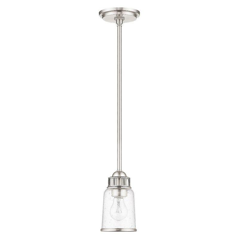 Brushed Nickel Mini Pendant with Clear Seeded Glass Shade