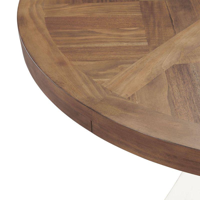 Barrett Round Standard Height Dining Table Natural/White - Picket House Furnishings: Pedestal Base, Seats 4