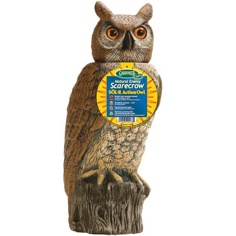 18" Solar-Powered Rotating Head Owl Pest Repellent Decoy