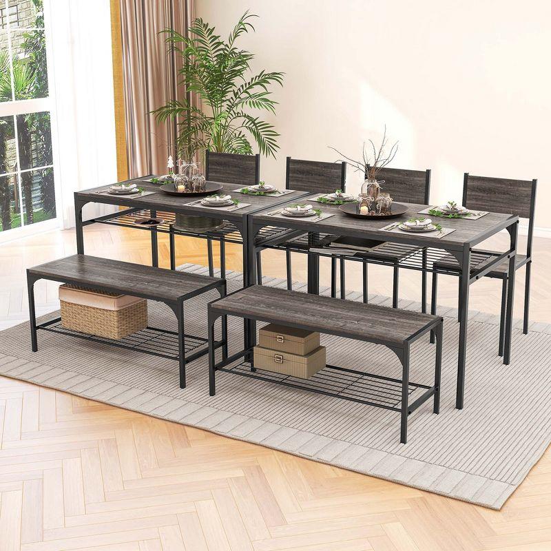 Costway 4 PCS Dinette Set for Small Place Breakfast Nook Modern Dining Table with 2 Chairs Grey