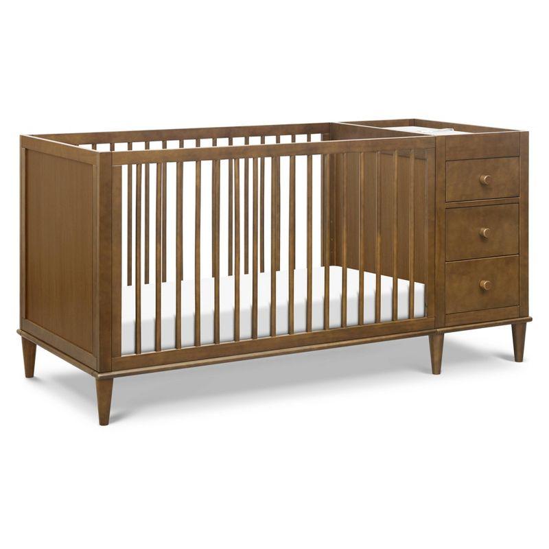 Walnut Convertible 3-in-1 Crib and Changer Combo