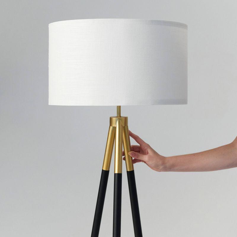Brightech Levi 61 in. Mid Century Modern Tripod Floor Lamp with Fabric Drum Shade and Gold Finish - LED Bulb Included