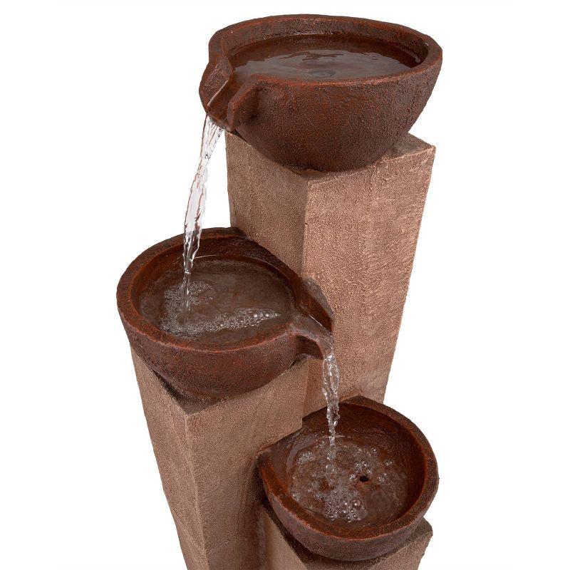 35" Stone Resin Layered Tiering Pots Fountain Copper - Alpine Corporation: Outdoor 3-Tier Water Feature, Polystone & Fiberglass, Weather-Proof