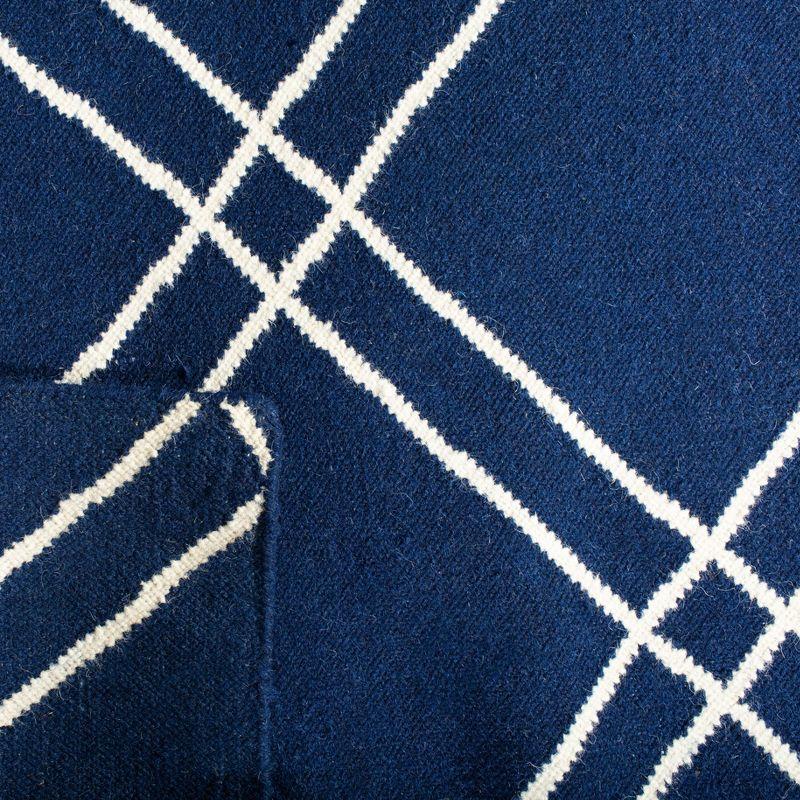 Dhurries DHU638 Hand Woven Area Rug - Navy/Ivory - 6'x6' - Safavieh.