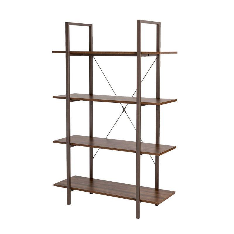 Elegant Walnut 4-Tier Ladder Bookcase with Natural Wood Grain