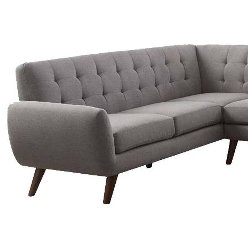 108" Essick Sectional Sofa Light Gray Linen - Acme Furniture: Contemporary L-Shaped, Tufted Back, Includes Pillow