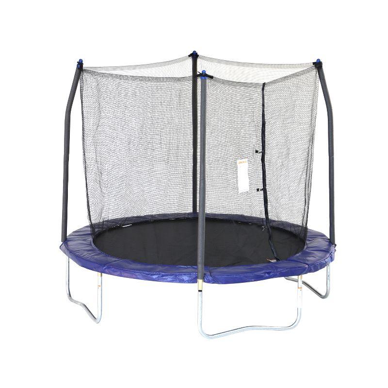 8-Foot Blue Round Trampoline with Safety Enclosure