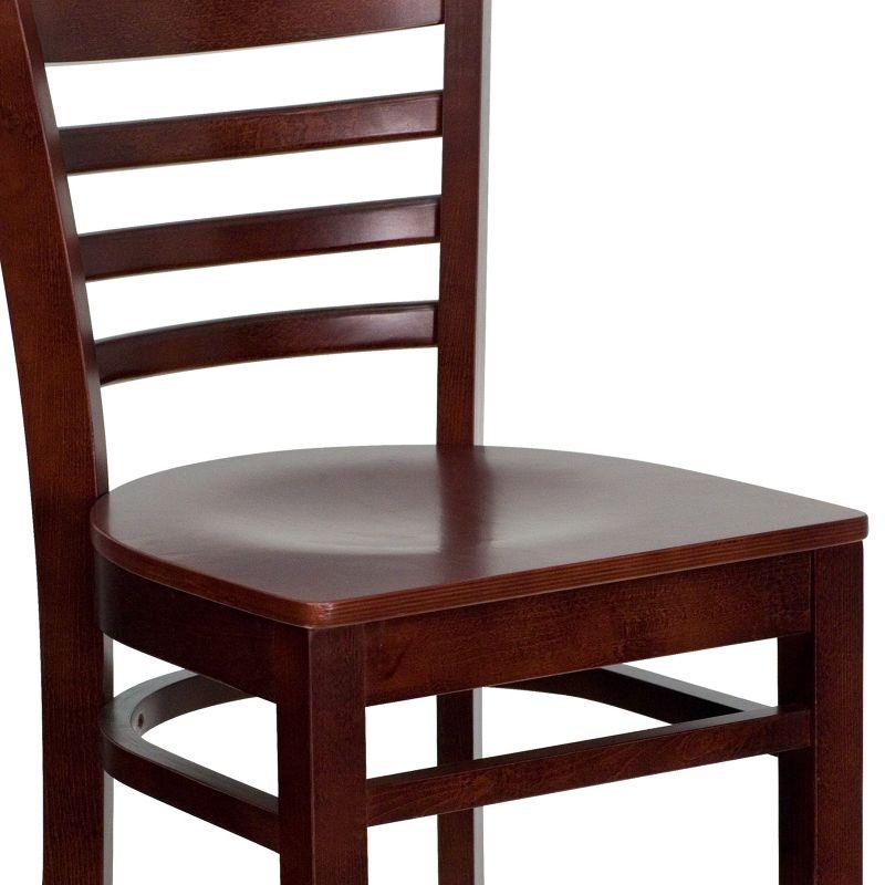 Elegant Mahogany Wood Ladder Back Barstool with Footrest