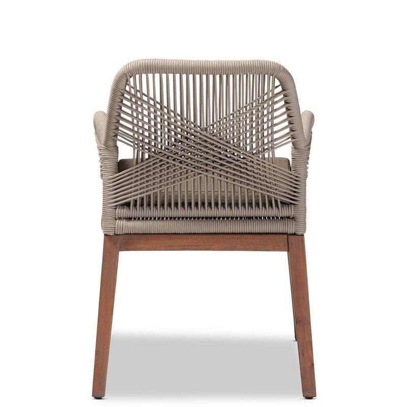 bali & pari Jennifer Woven Rope Mahogany Dining Armchair Gray/Walnut: Upholstered, No Assembly, Polyester/Cotton