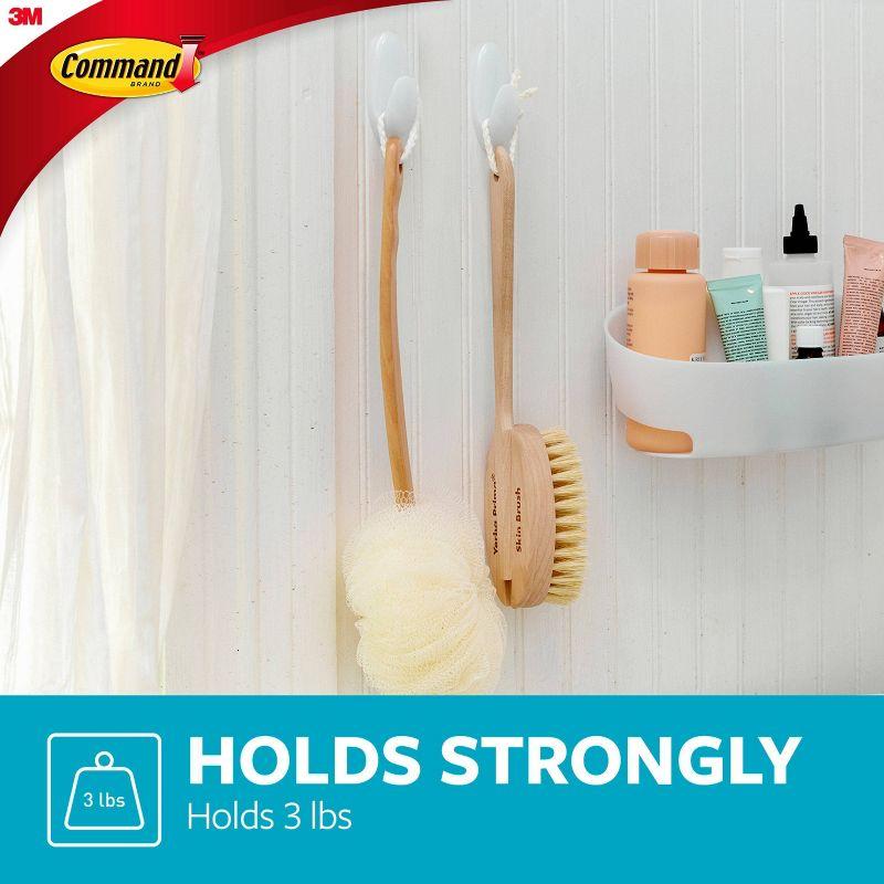 Command 2 Hooks 2 Strips Medium Sized Bath Hooks Frosted: Plastic Adhesive, 3 lb Capacity, Shower Command Hooks