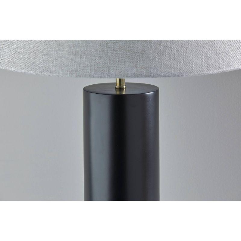 Black Poplar Wood Table Lamp with Light Gray Shade