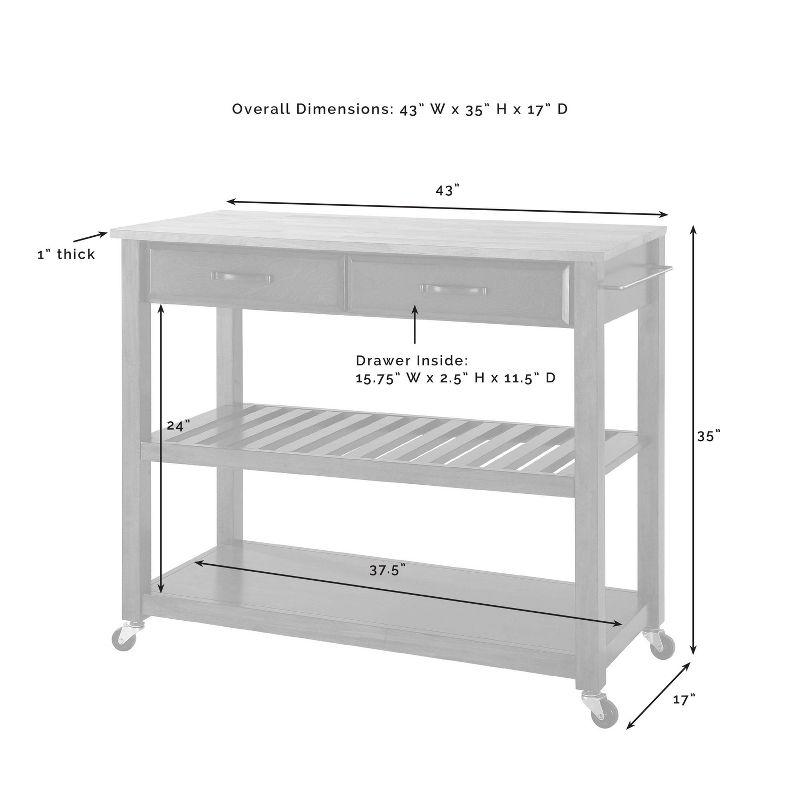 Wood Top Kitchen Prep Cart with 2 Upholstered Saddle Stools - Crosley