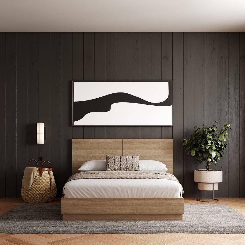 Nexera Queen Milano Platform Bed with Headboard Brown Oak