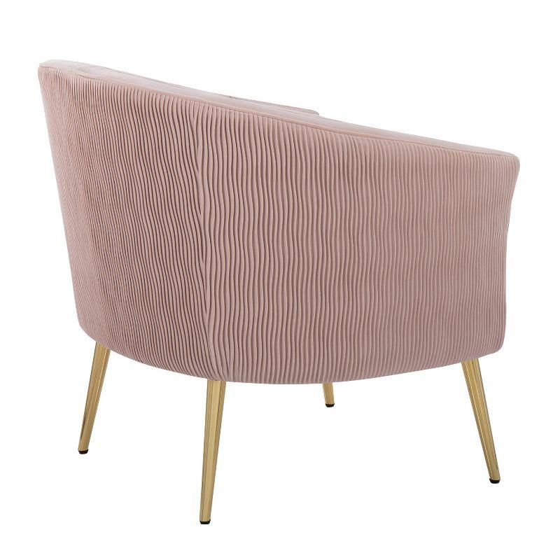 Chic Blush Pink Velvet Barrel Accent Chair with Gold Legs