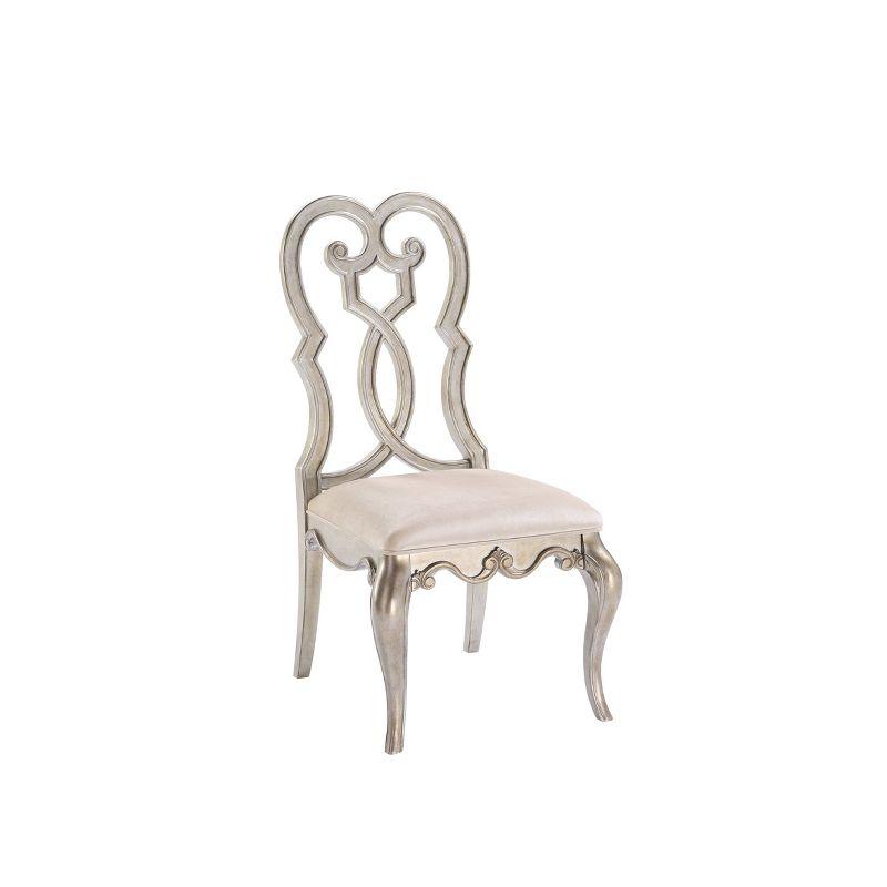 Set of 2 23" Esteban Dining Chairs Ivory Velvet/Antique Champagne Finish - Acme Furniture
