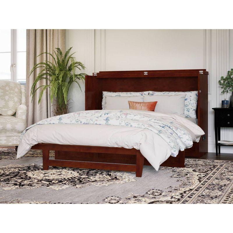 Northfield Walnut Queen Murphy Bed Chest with Built-in Charger and Memory Foam Mattress