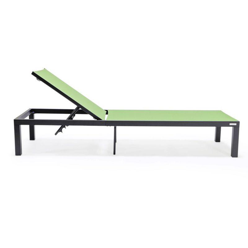 LeisureMod Marlin Patio Sling Chaise Lounge Chair in Black Aluminum