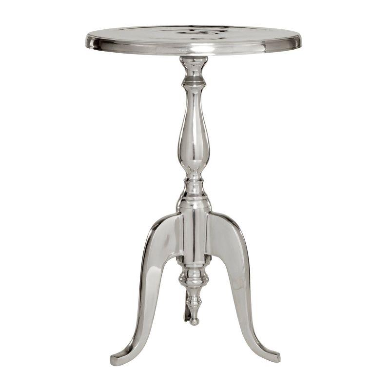 Metal Pedestal Table Silver - Olivia & May: Round Aluminum Side, Curved Legs, Traditional Style