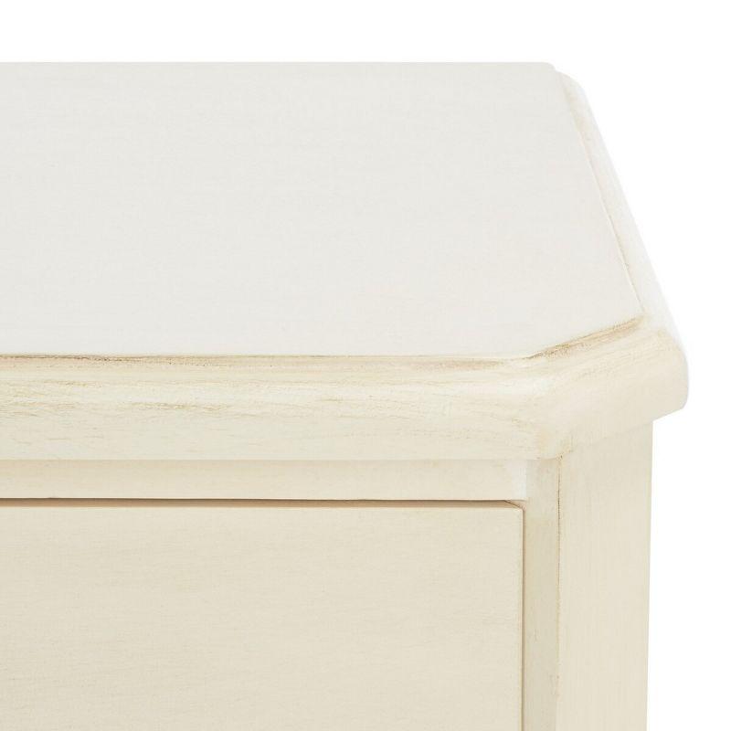 Transitional White Wood & Metal Nightstand with 3 Storage Drawers