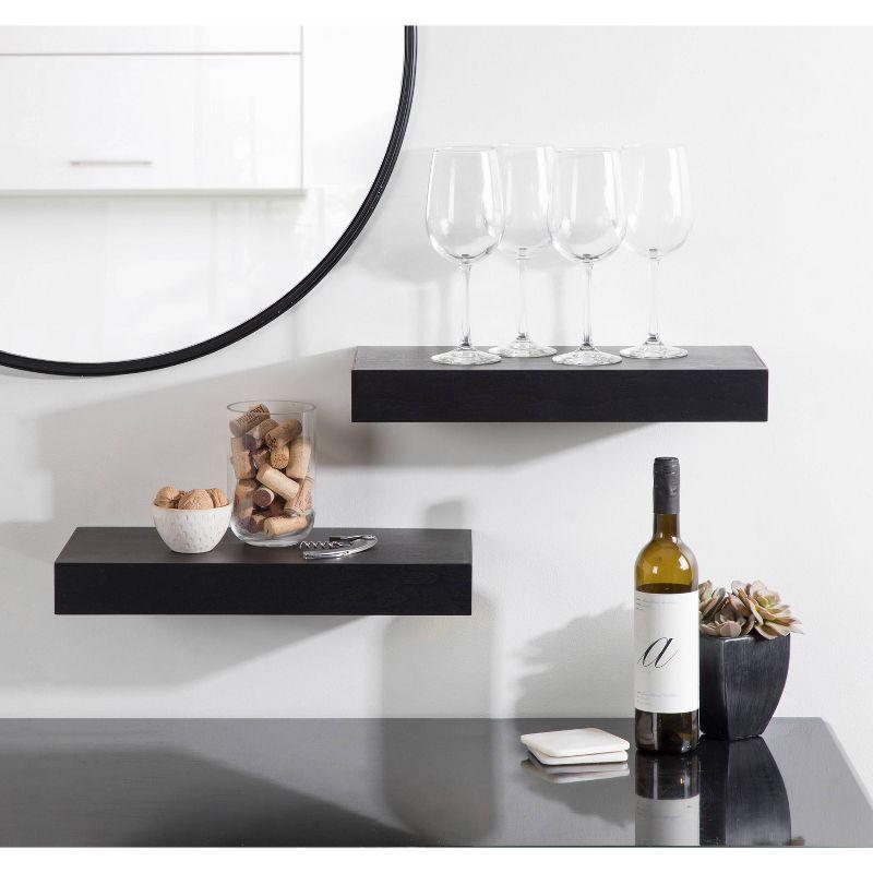 Kate & Laurel All Things Decor 2pc 18" Havlock Wood Shelf Set Black: MDF Open Shelves, No Assembly Required