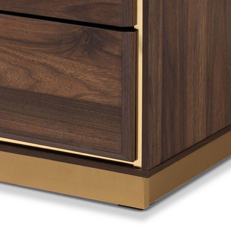 Cormac Wood and Metal 8 Drawer Dresser Walnut Brown/Gold - Baxton Studio: Modern Storage Furniture for Bedroom