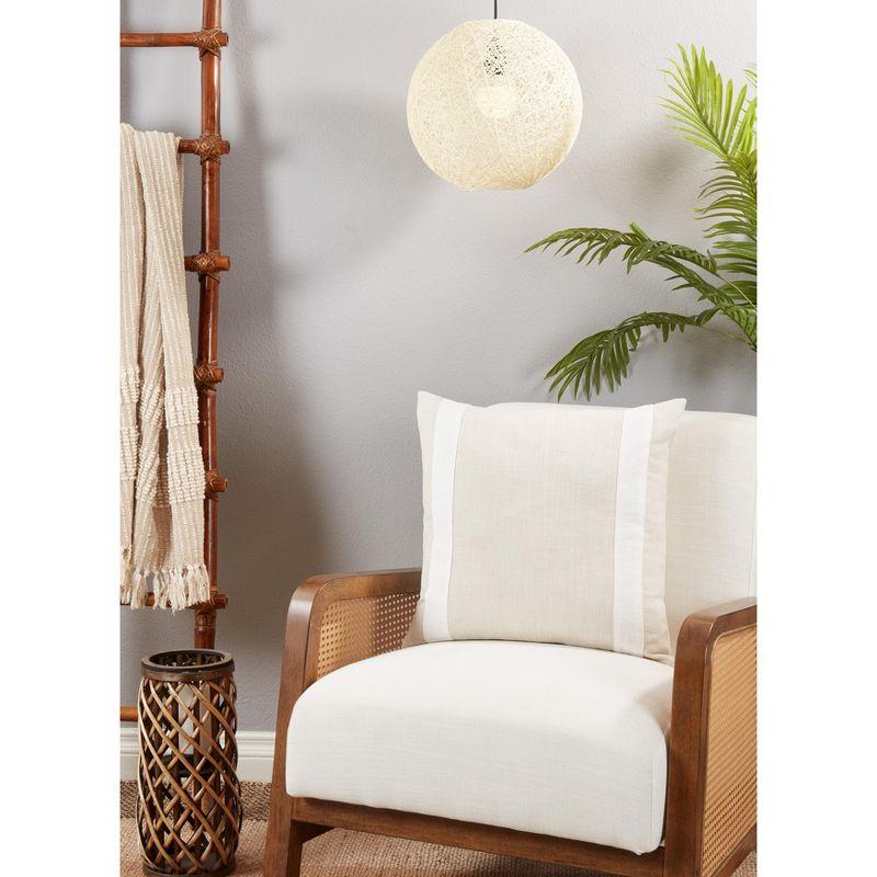 Saro Lifestyle Band Design Throw Pillow with Down Filling, 20", Beige