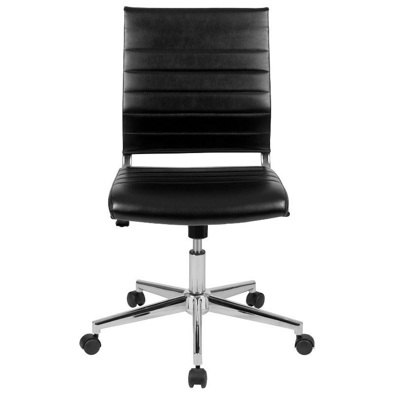 Merrick Lane Ergonomic Swivel Office Chair Ribbed Back and Seat Mid-Back Armless Computer Desk Chair with Metal Base