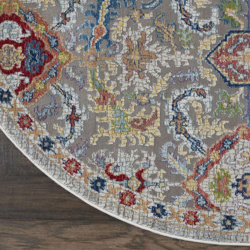 Nourison Global Vintage Traditional Bordered Indoor Area Rug Grey/Multicolor 6' x Round