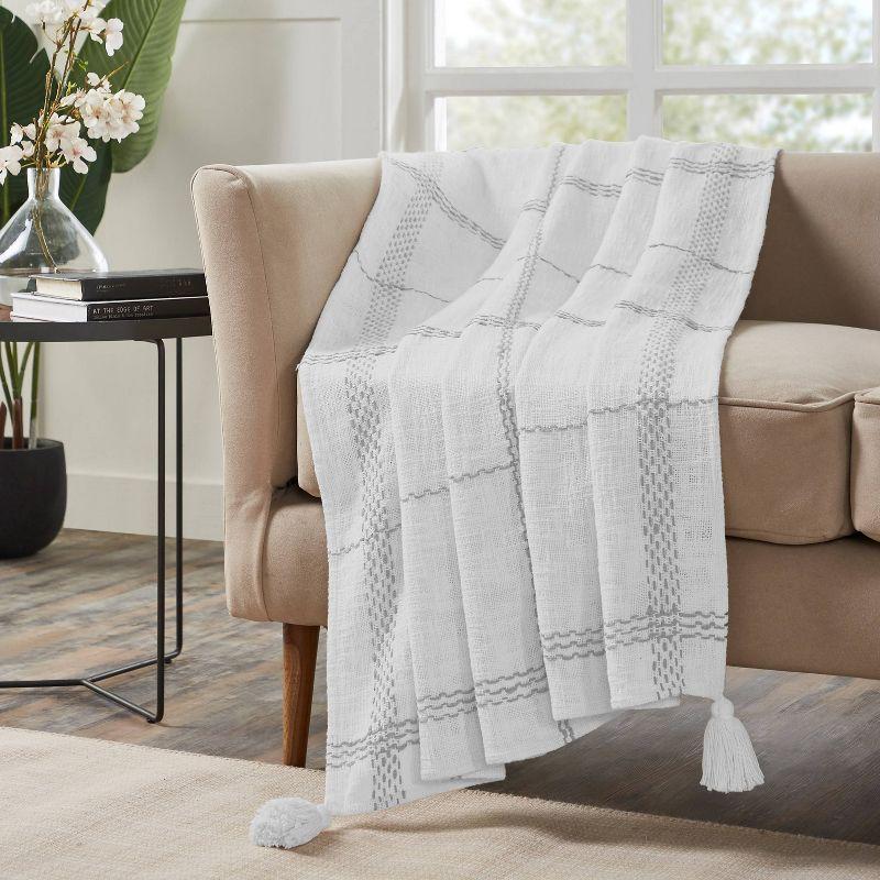 VCNY Piri Plaid Woven Slub Cotton Throw Blanket, 50" x 60"