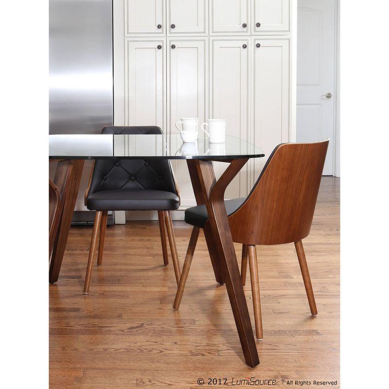 Gianna Mid Century Modern Walnut Dining Chair Wood/Gray - LumiSource: Button Tufted, Curved Frame