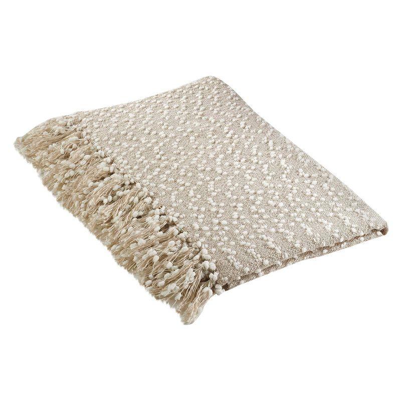 Vanilla Petite Pom-Pom Fringed Edge Electric Throw Blanket