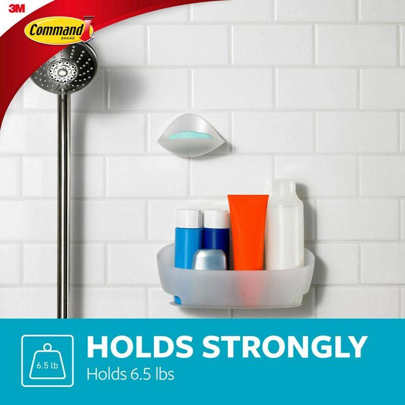 Command Shower Caddy White: Bathroom Organizer with Suction, Plastic Storage Shelf