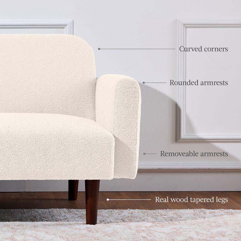 Best Choice Products Curved Convertible Futon, Boucle Fabric Split-Back Sleeper Bed - Ivory