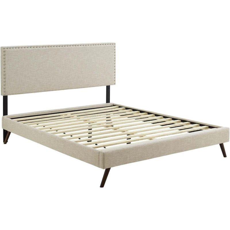 Modway Macie Queen Fabric Platform Bed with Round Splayed Legs