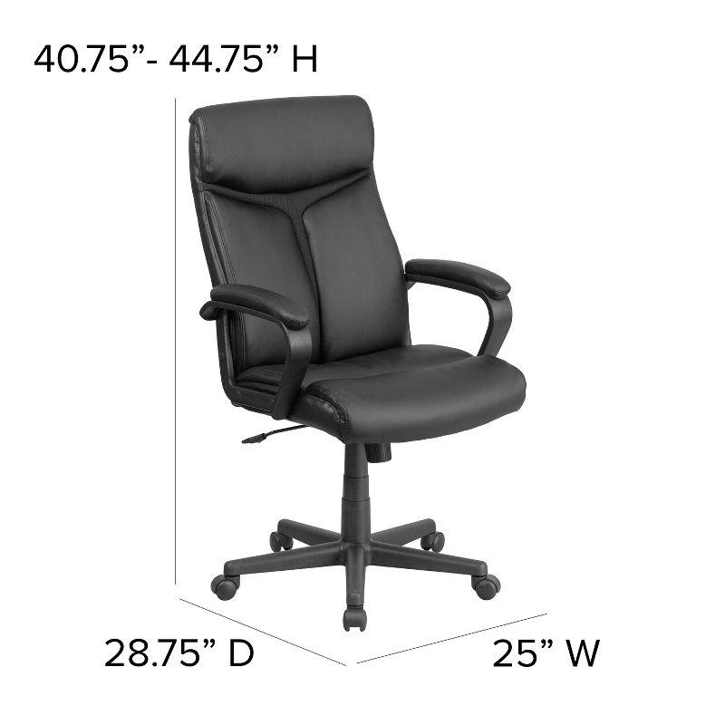 Flash Furniture Raya High Back Black LeatherSoft Executive Swivel Office Chair with Slight Mesh Accent and Arms