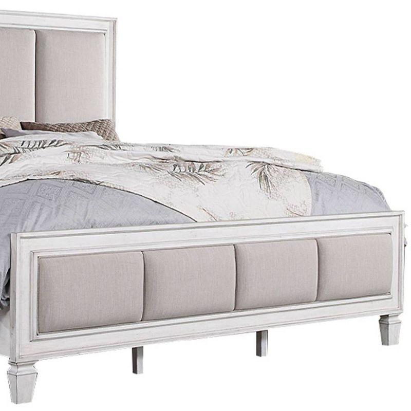 88" Eastern King Bed Katia Bed Light Gray Linen, Rustic Gray Weathered White Finish - Acme Furniture